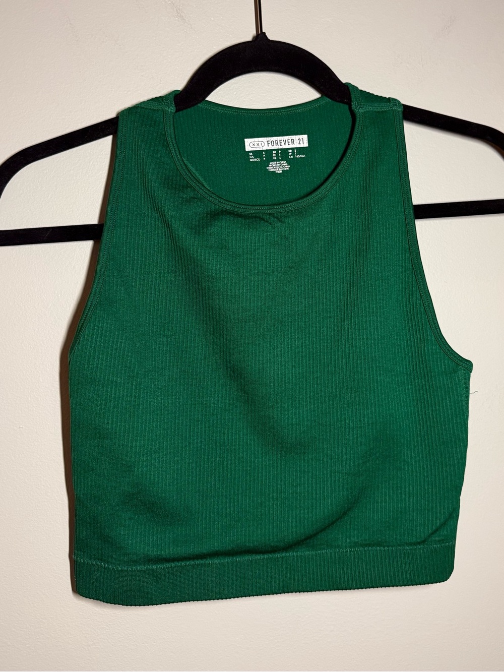 Forever 21 Womens Green Ribbed Cropped Tank - Active Wear